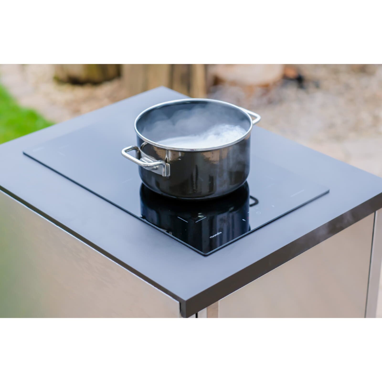 Vivandio Outdoorküche quub - Kühlschrank + Kochmodul Induktion - Schwarz