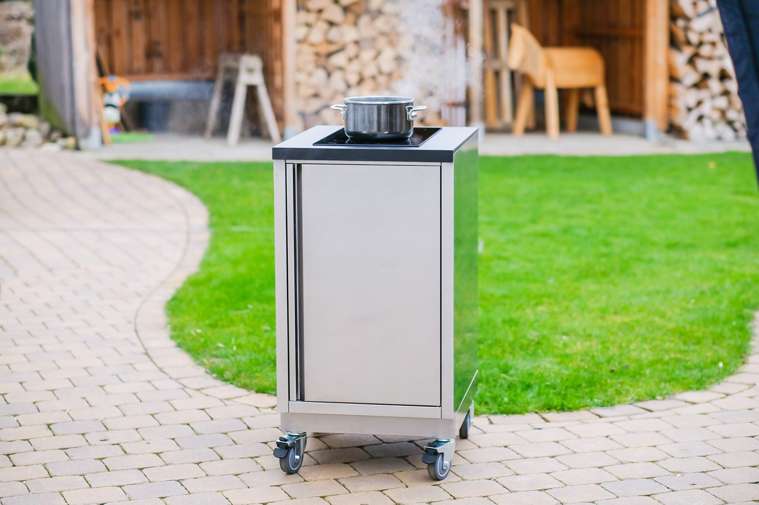 Vivandio Outdoorküche quub - Kochmodul Induktion - Silber