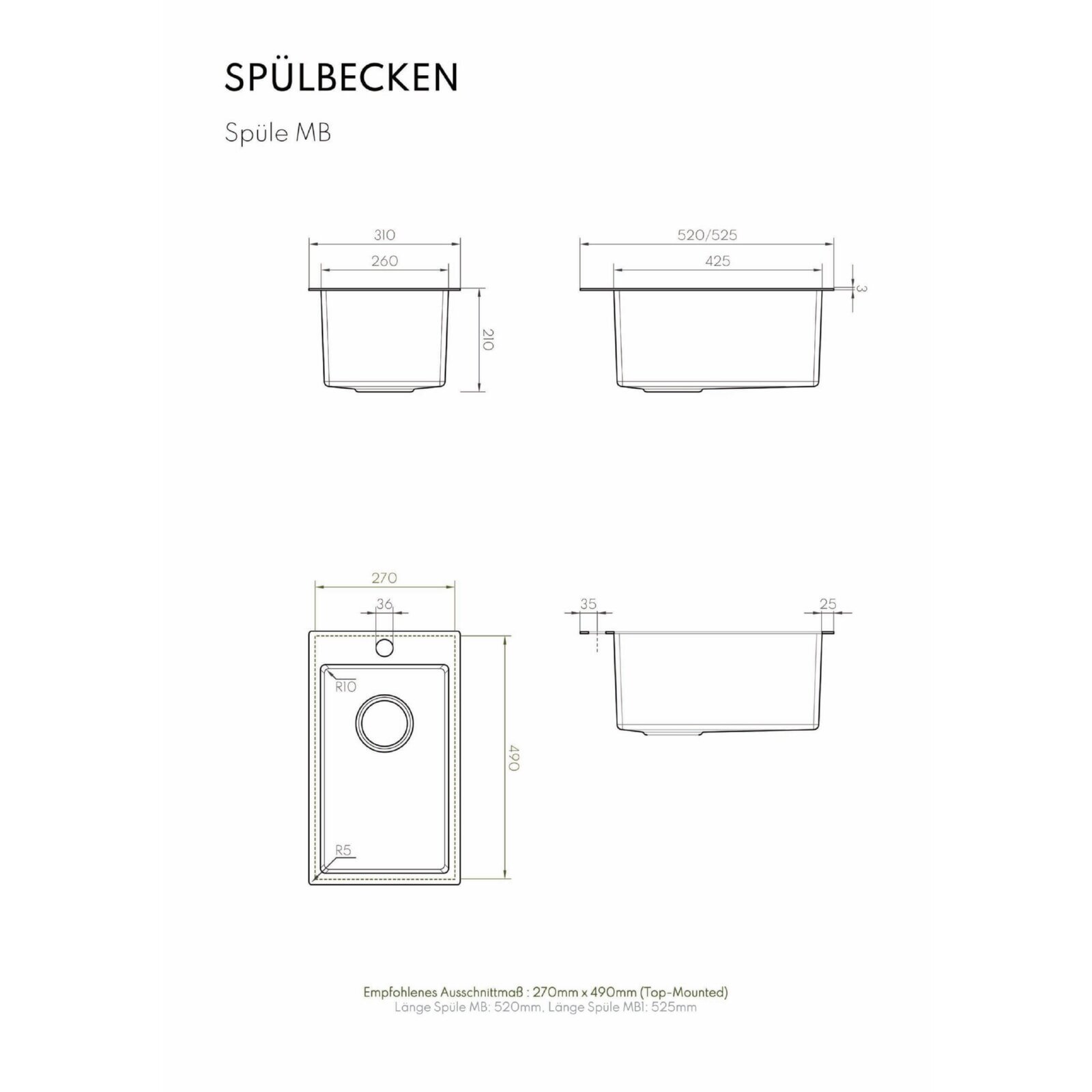 Vivandio Outdoorküche quub - Spülmodul - Schwarz