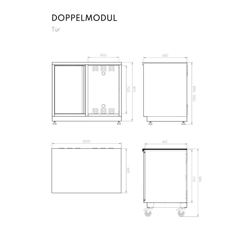 Vivandio Outdoorküche quub - Kühlschrank + Schrankmodul - Schwarz