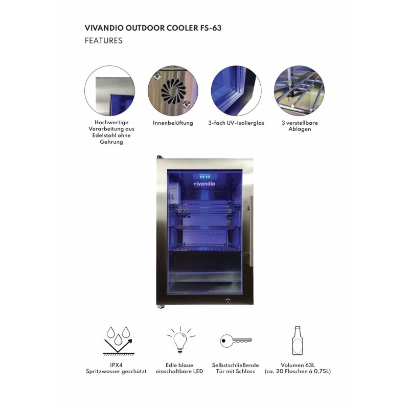 Vivandio Outdoorküche quub - Kühlschrank + Schubladenmodul - Schwarz