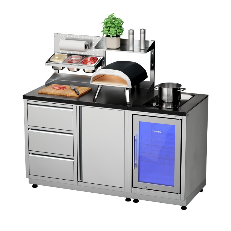Vivandio Outdoorküche quub - Schrank + Schubladenmodul - Silber