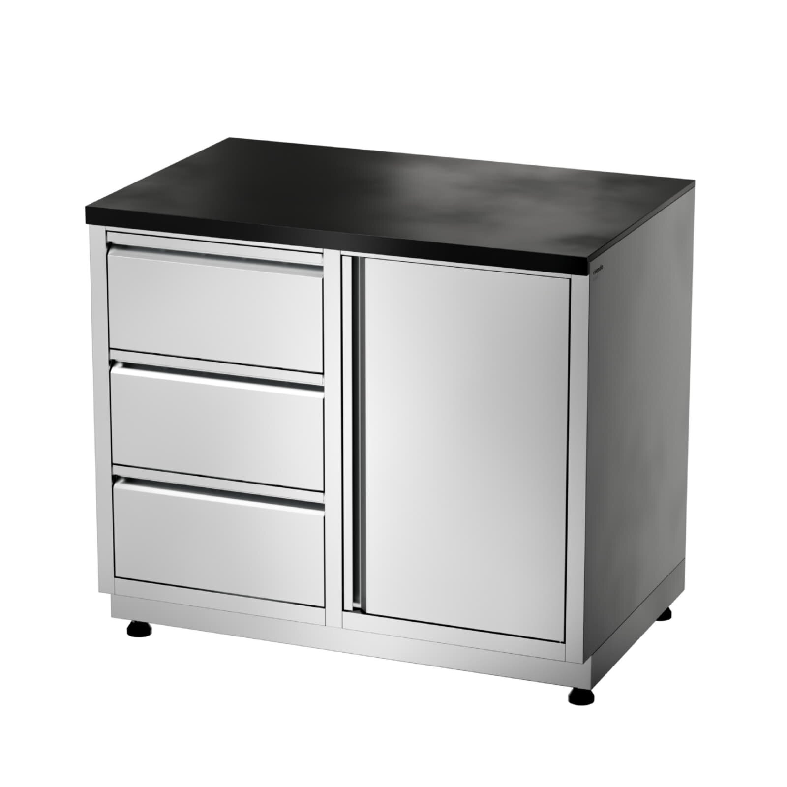 Vivandio Outdoorküche quub - Schrank + Schubladenmodul - Silber