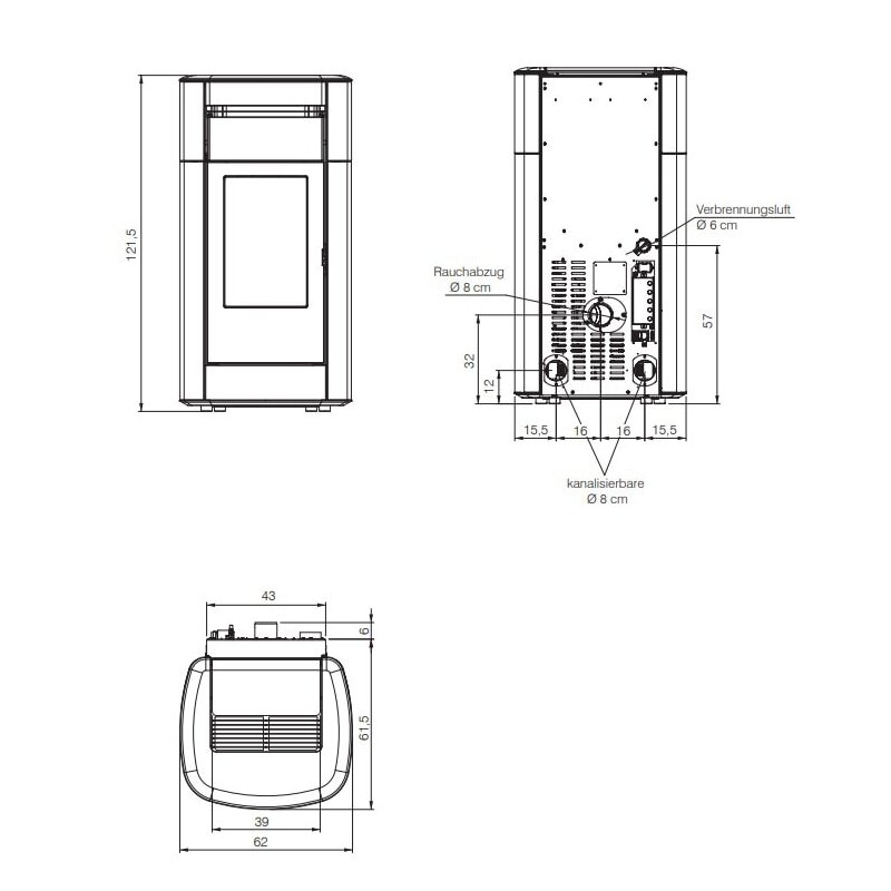 Pelletofen Edilkamin Vyda2 Evo (kanaliserbar)  - 12,6 kW