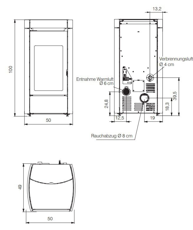 Pelletofen Edilkamin Lena 9+ Evo (kanalisierbar) - 9,2 kW