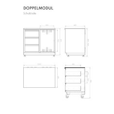 Vivandio Outdoork&uuml;che quub - Doppel Schubladenmodul - Schwarz