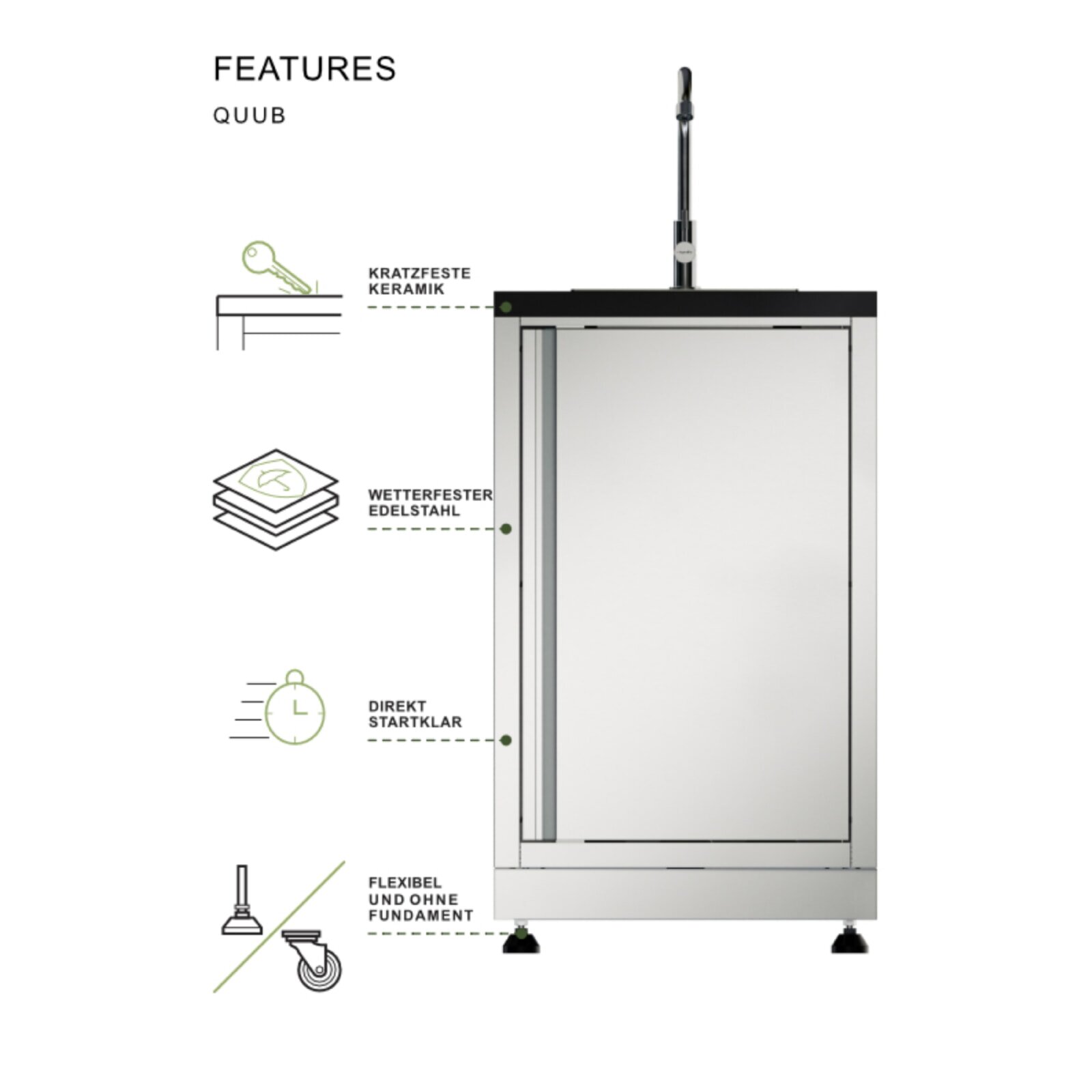 Vivandio Outdoorküche quub - Doppel Kühlschrankmodul - Silber