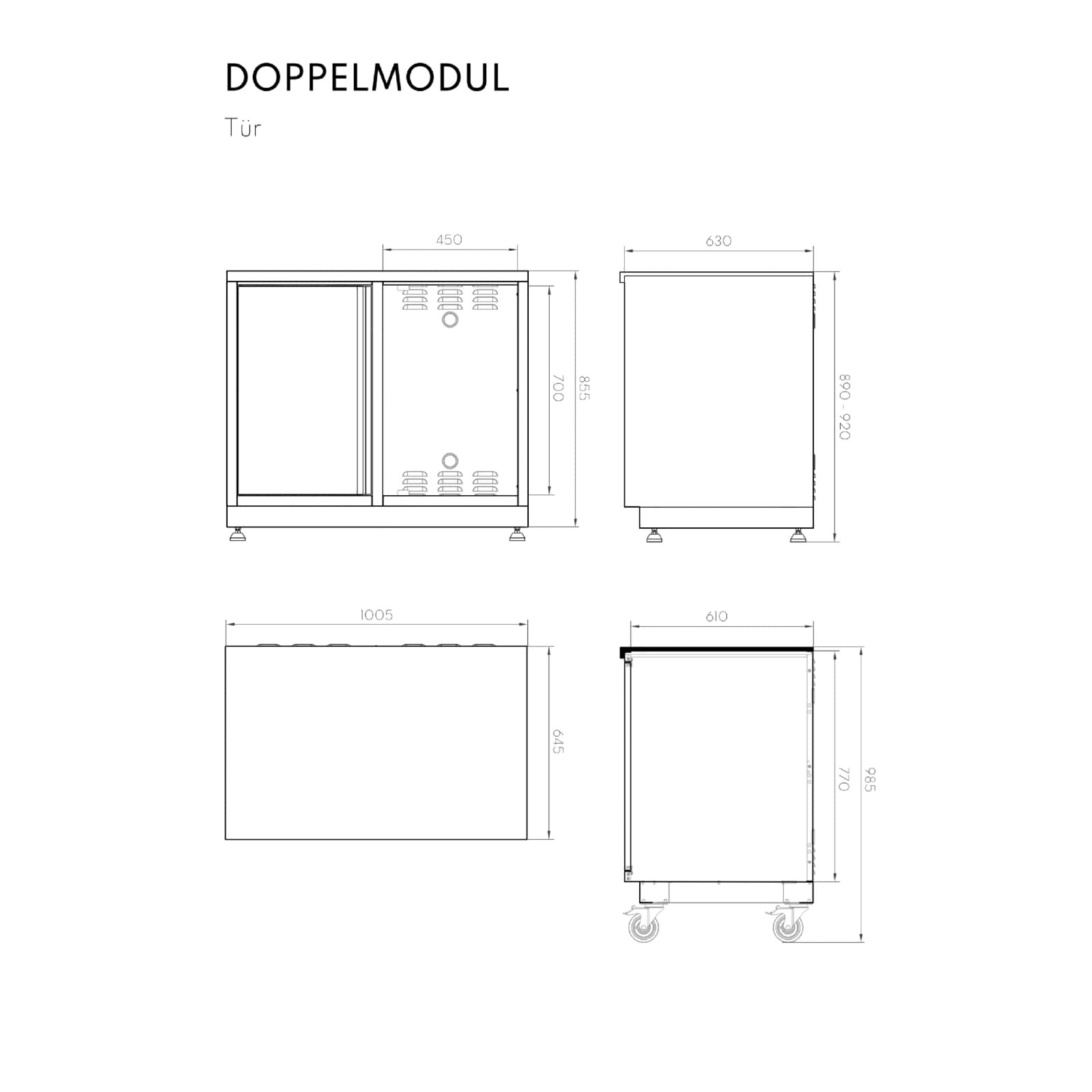 Vivandio Outdoorküche quub - Doppel Kühlschrankmodul - Silber