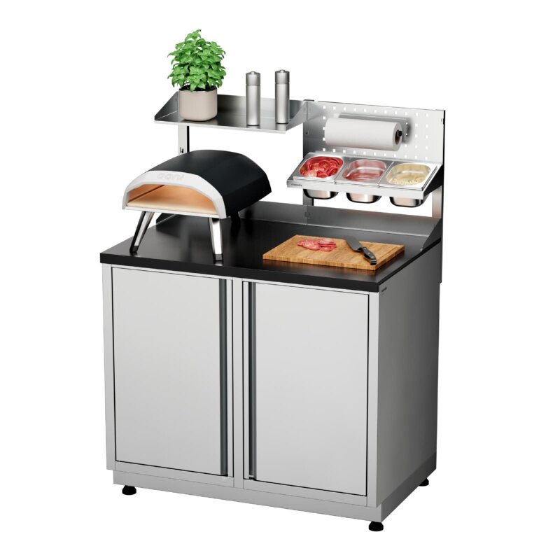 Vivandio Outdoorküche - quub Tisch für Pizzaofen - Silber
