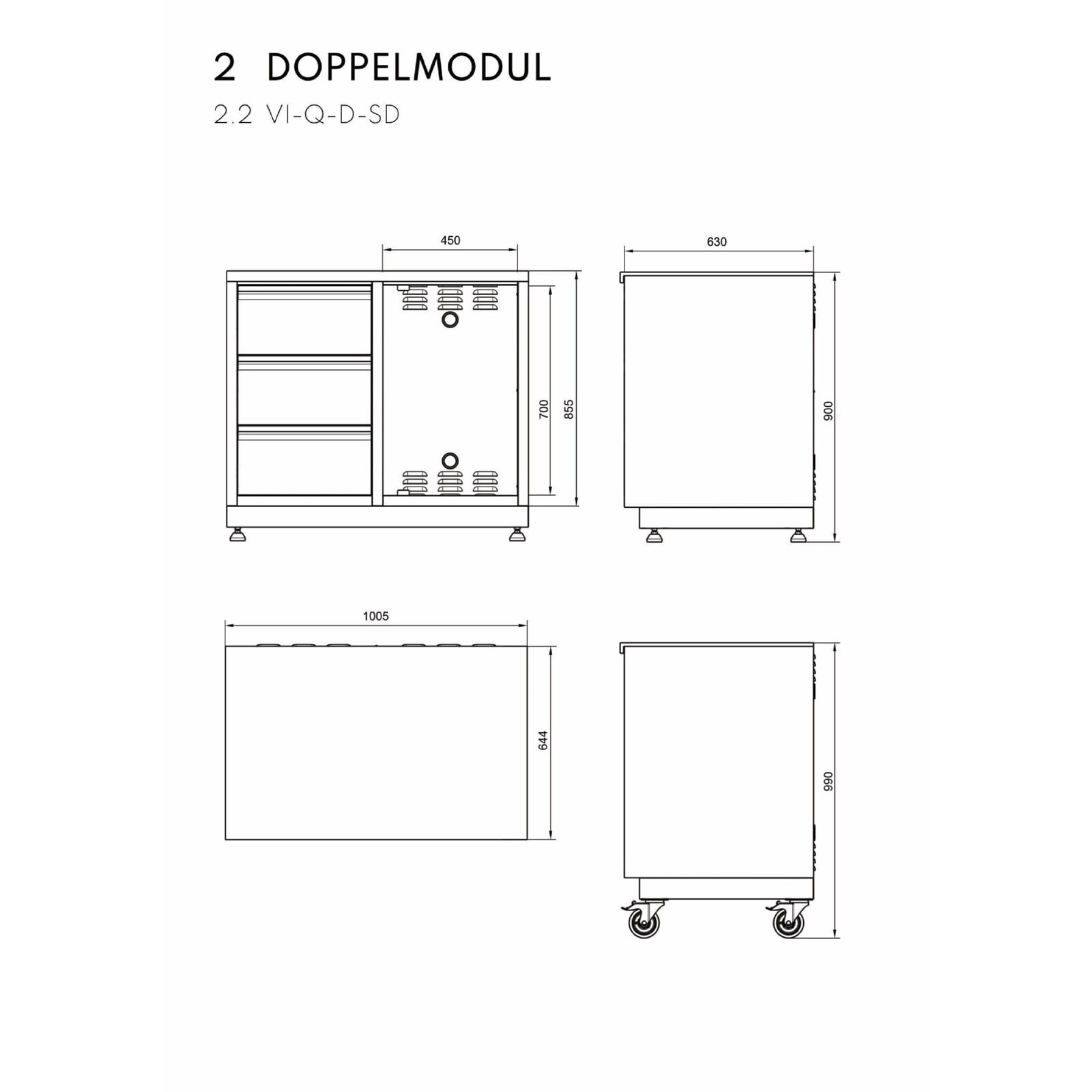 Vivandio Outdoorküche - quub Tisch für Pizzaofen - Silber
