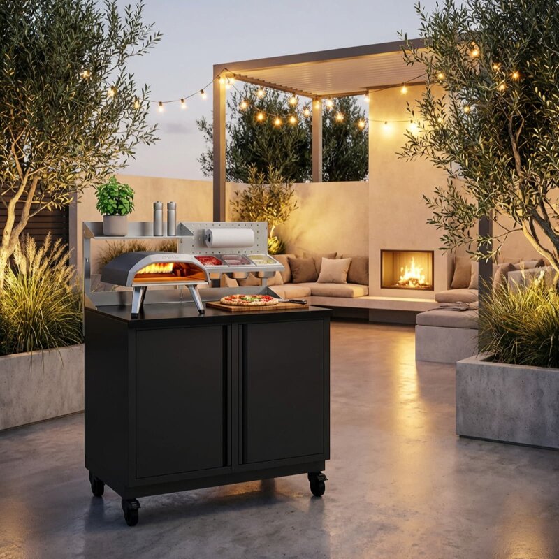 Vivandio quub Tisch für Pizzaofen, Schwarz