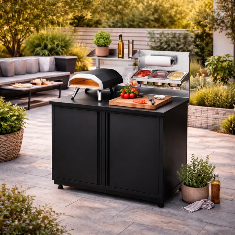 Vivandio quub Tisch für Pizzaofen, Schwarz