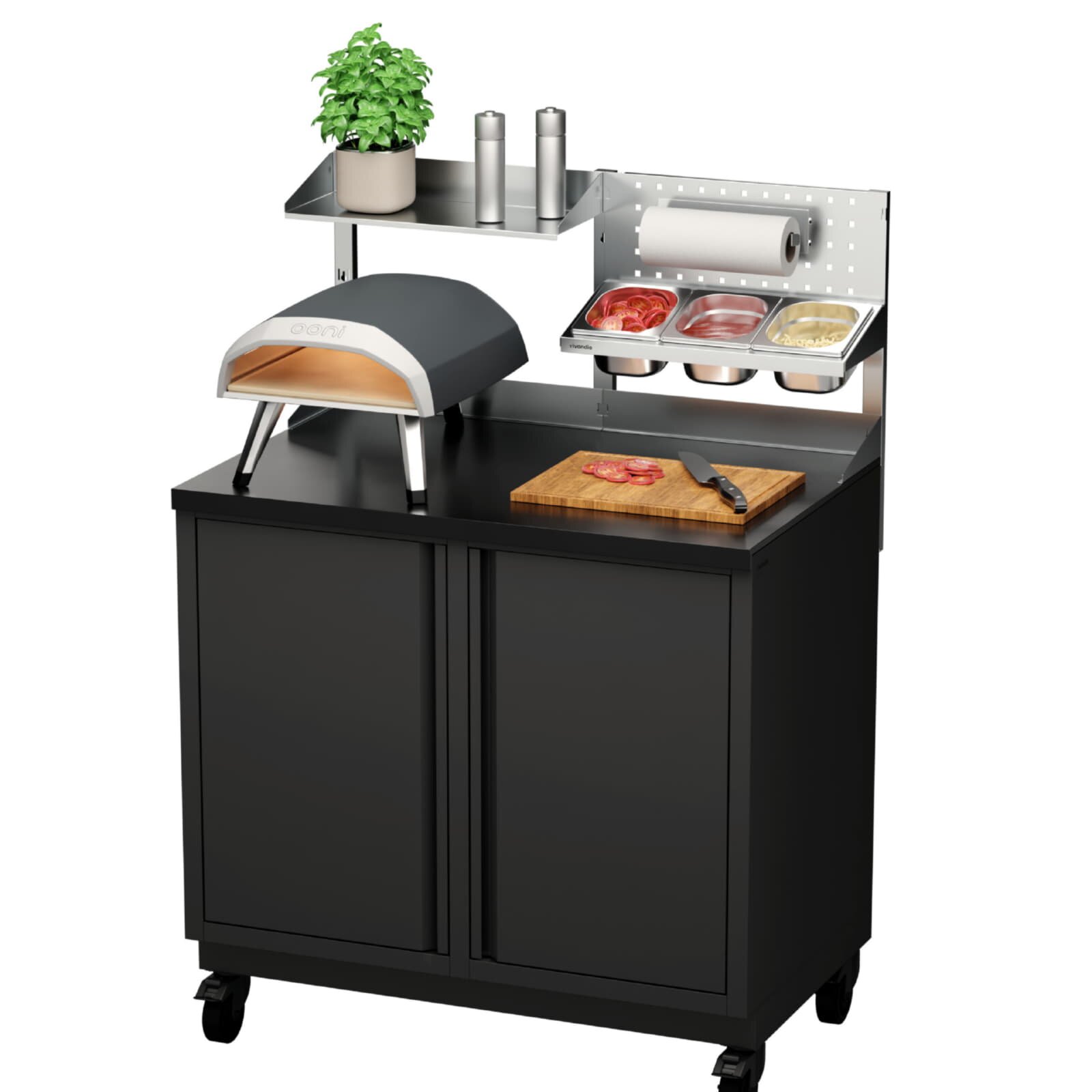 Vivandio quub Tisch für Pizzaofen, Schwarz