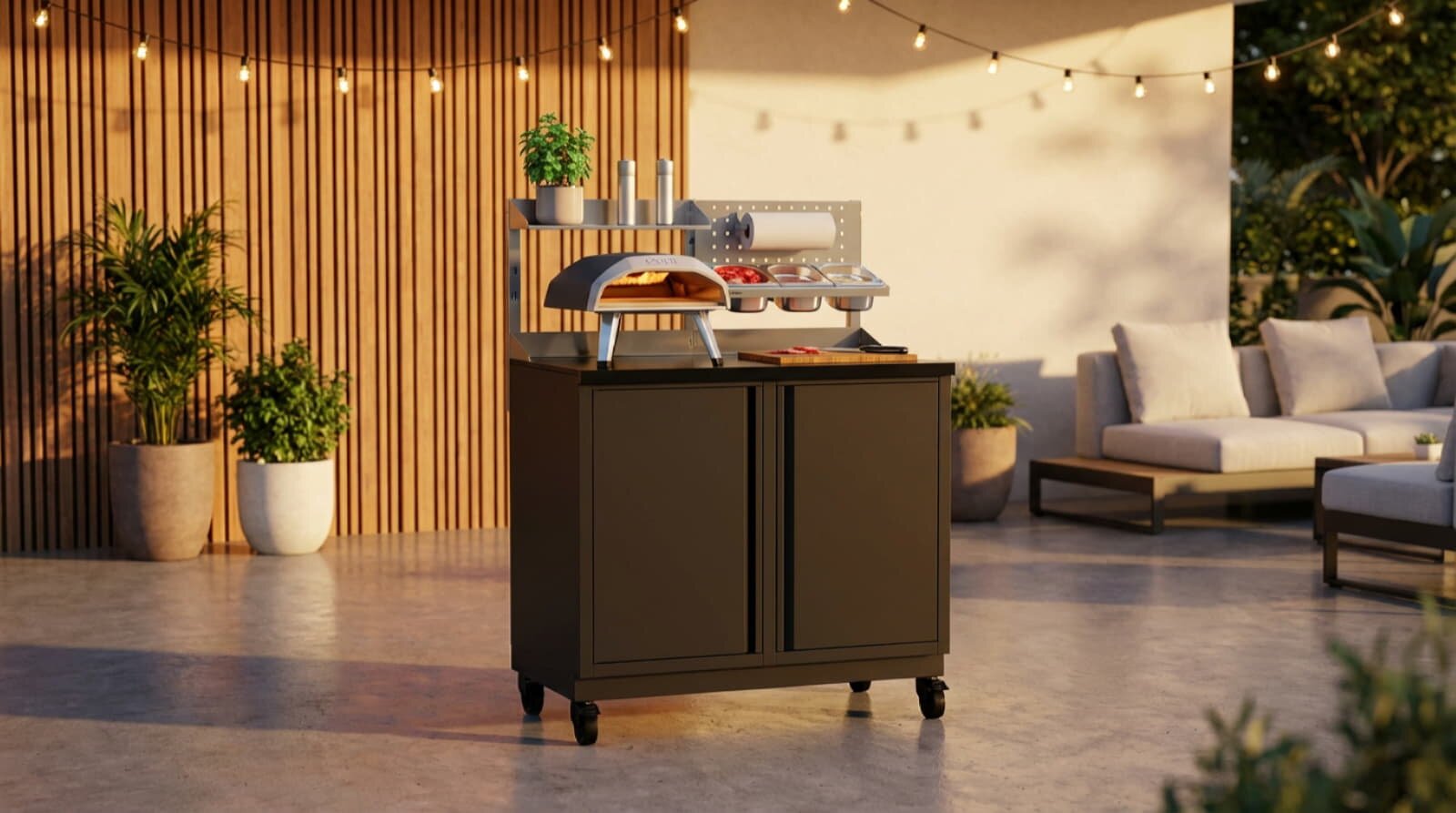 Vivandio quub Tisch für Pizzaofen, Schwarz