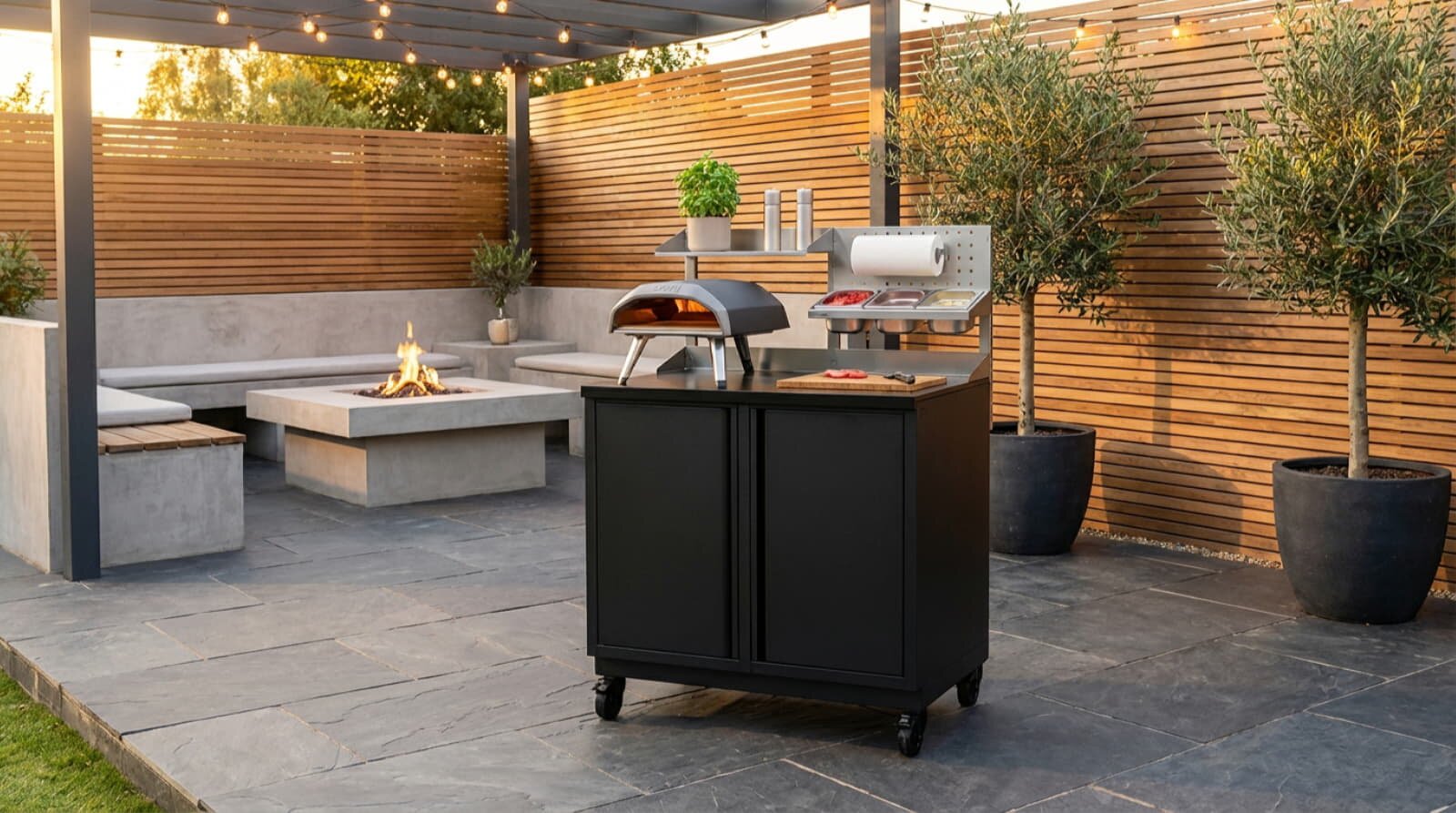 Vivandio quub Tisch für Pizzaofen, Schwarz