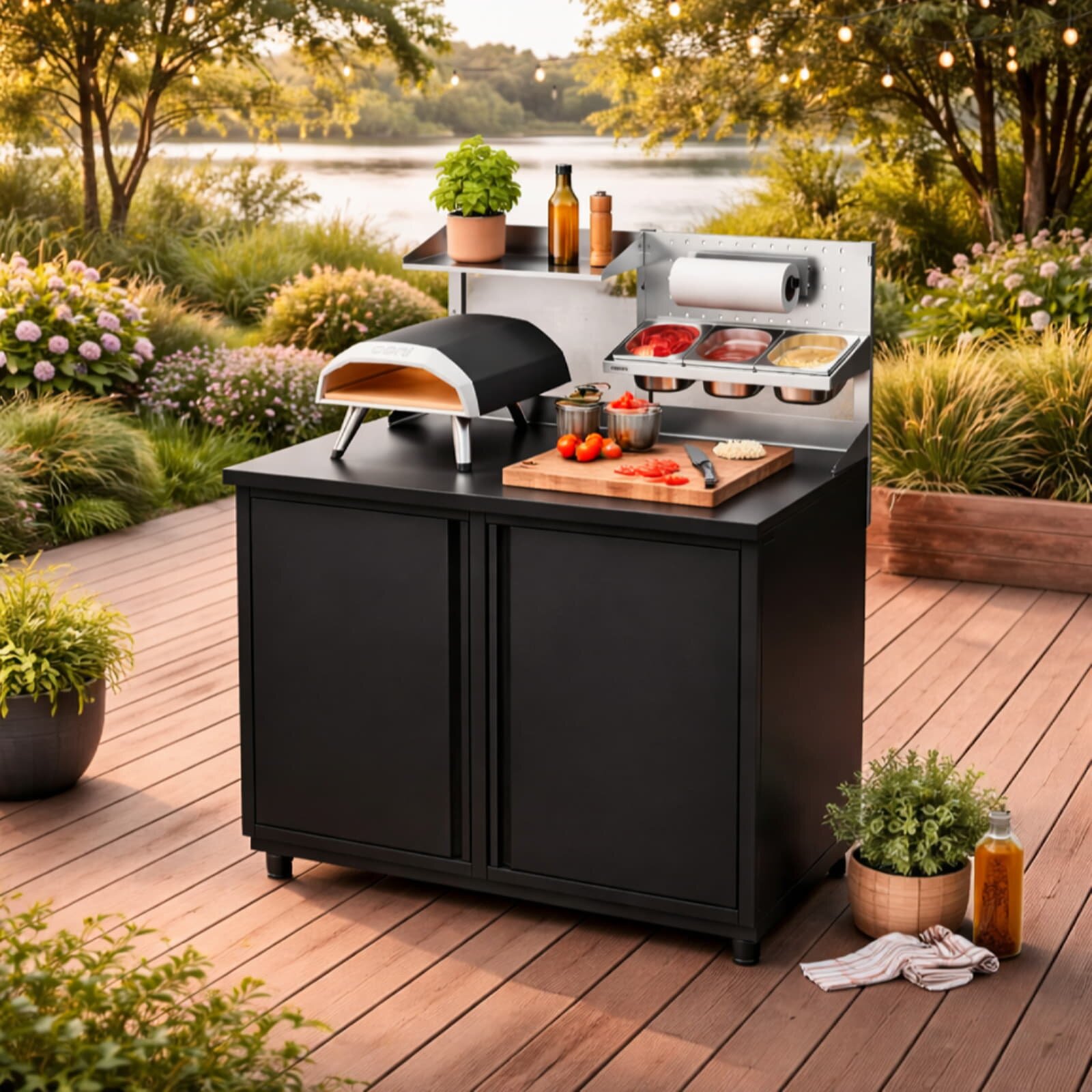 Vivandio quub Tisch für Pizzaofen, Schwarz