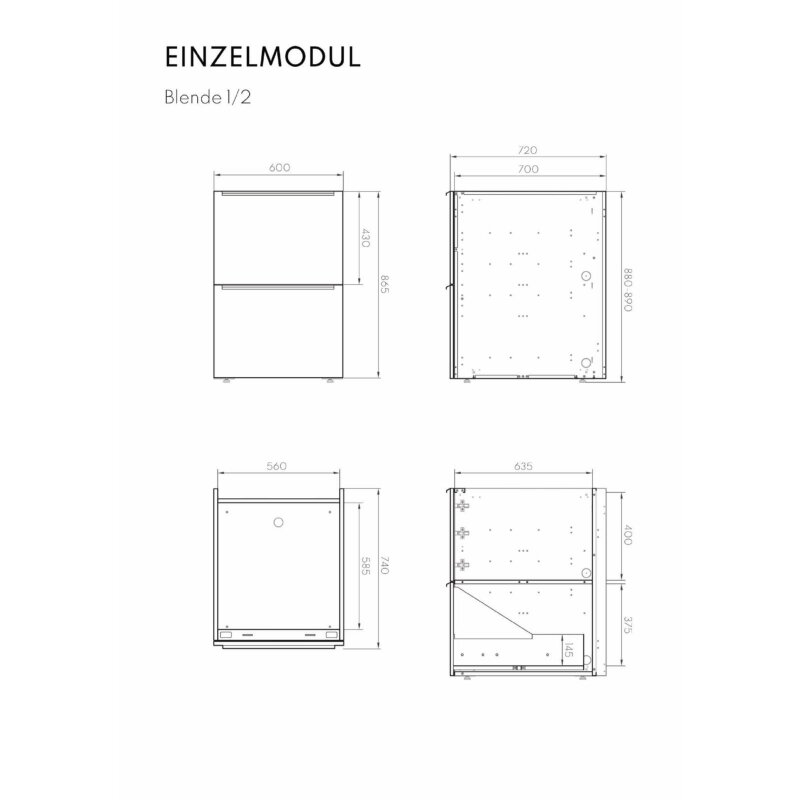 Vivandio elements - Einzelmodul 2 x 1/2 Modul, mattschwarz