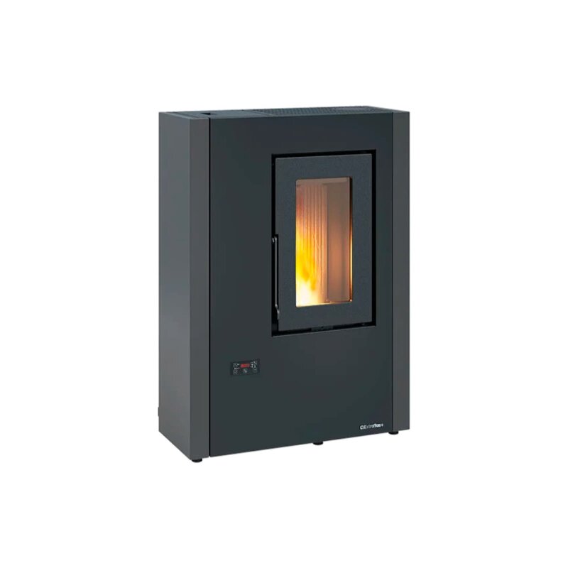 Eckiger Pelletofen La Nordica Extraflame Luiselle - 4,4 kW, schwarz, im Wohnzimmer