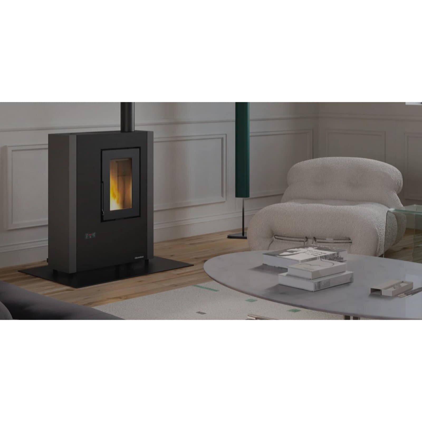 Eckiger Pelletofen La Nordica Extraflame Luiselle - 4,4 kW, bordeaux
