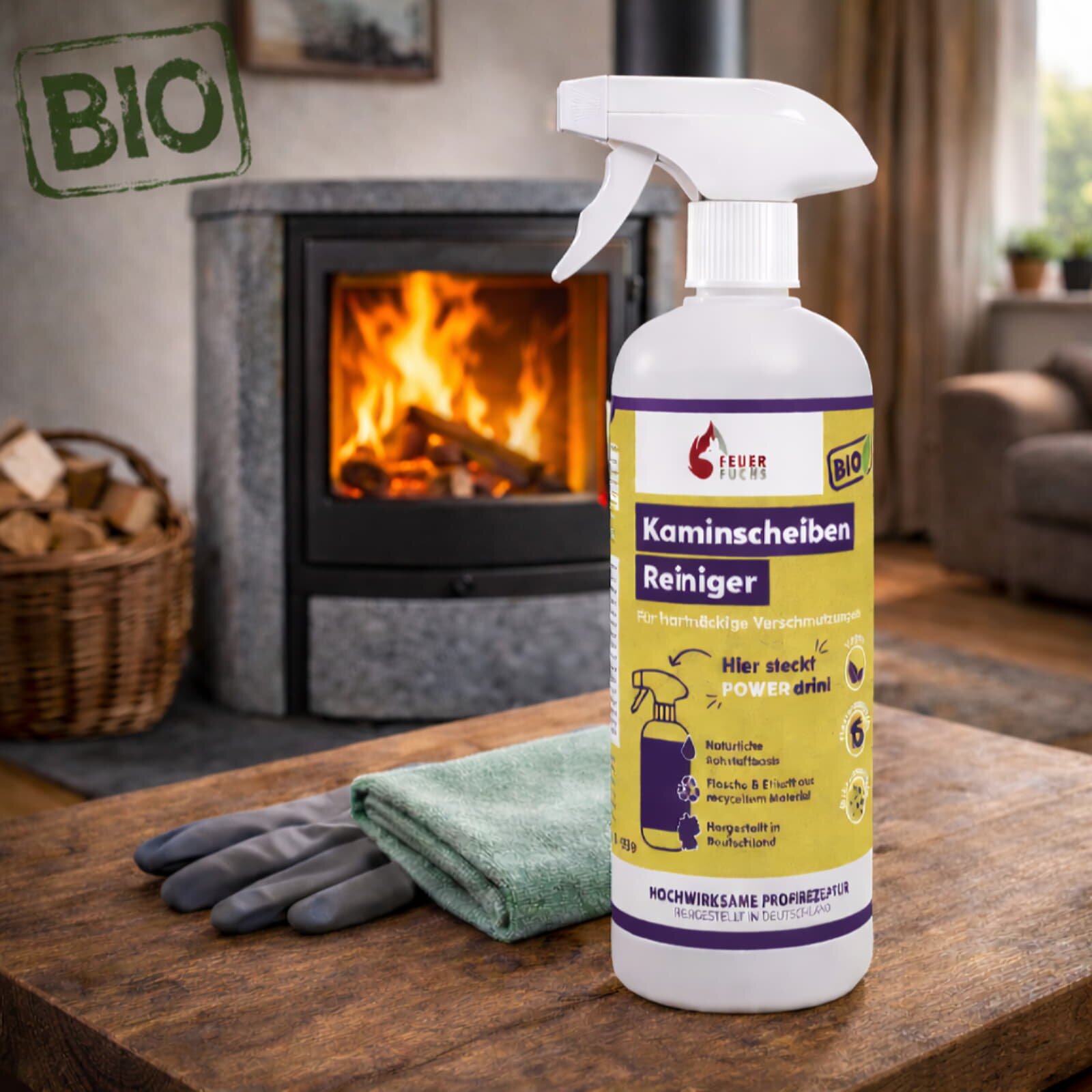 BIO Kaminscheiben-Reiniger 500ml - Feuer-Fuchs