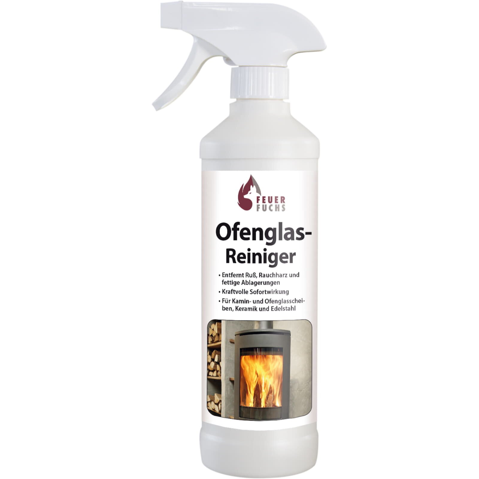 Ofenglas-Reiniger, Sprühflasche 500ml - Feuer-Fuchs