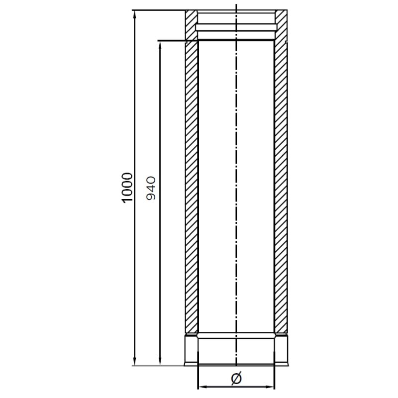 DW-ECO 2.0 - Längenelement 1000mm - Ø 180 mm