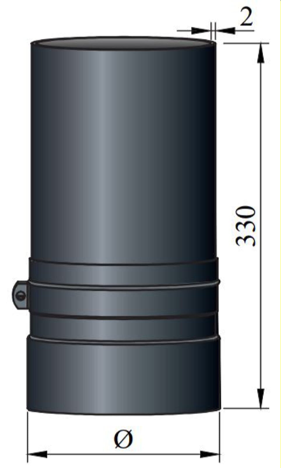 Teleskoprohr Ø150 x 330 x 2 mm, Farbe schwarz