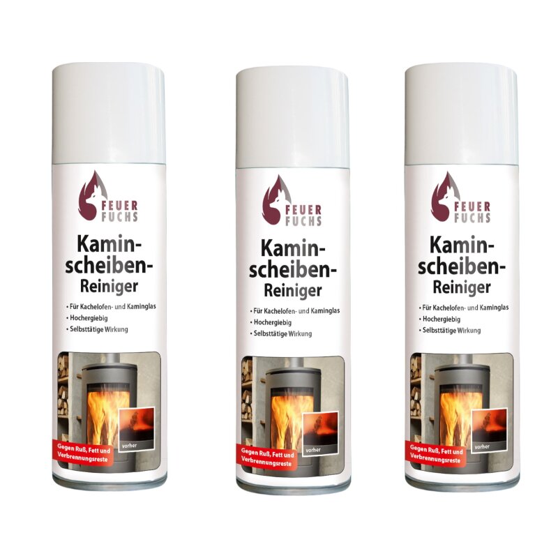 3x Kaminscheiben-Reiniger 300ml - Vorteilspack- Feuer-Fuchs