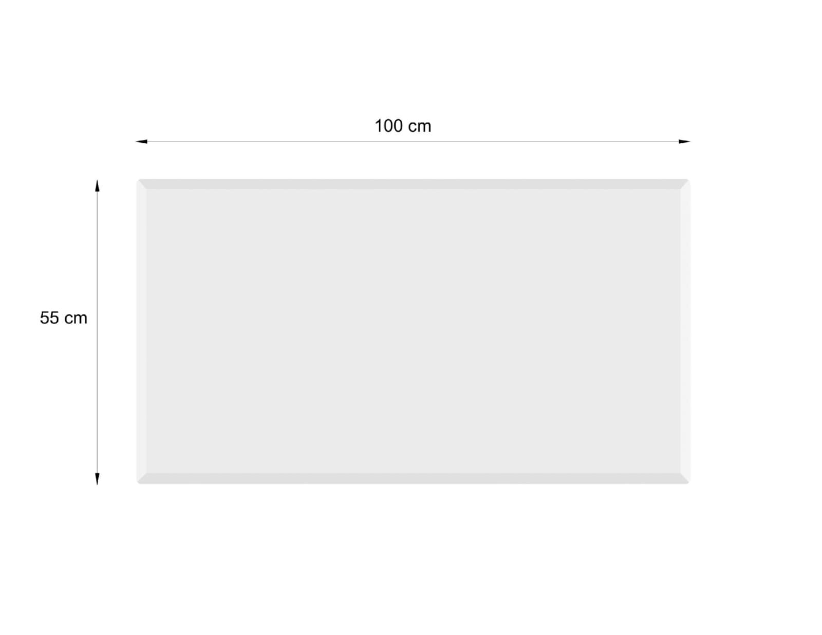 Valo Glasvorlegeplatte Eckig 1000 x 550 mm, Stärke 6mm, mit geschliffenen Kanten