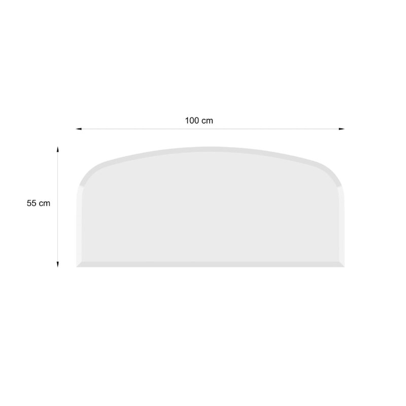 Valo Glasvorlegeplatte Rundbogen 1000 x 550 mm, Stärke 6 mm mit geschliffenen Kanten