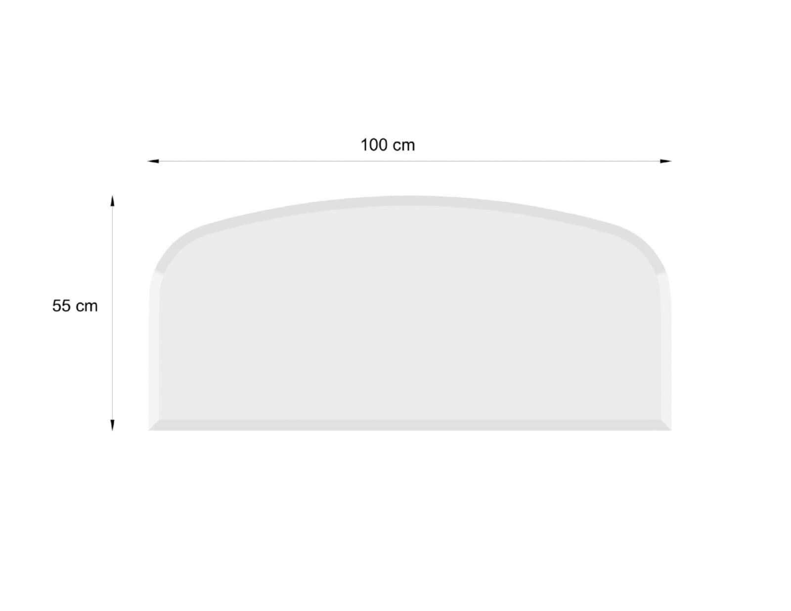Valo Glasvorlegeplatte Rundbogen 1000 x 550 mm, Stärke 6 mm mit geschliffenen Kanten