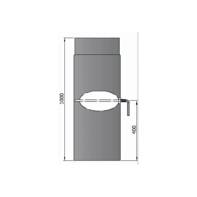 Rauchrohr Ø130 x 1000 x 2 mm mit Drosselklappe, Farbe schwarz