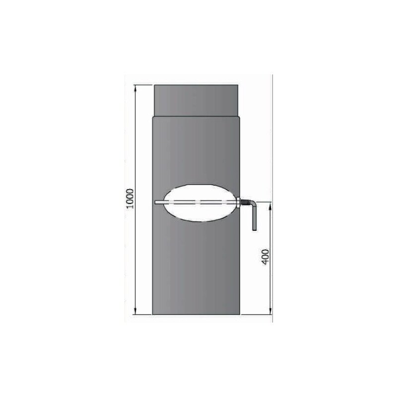 Rauchrohr Ø130 x 1000 x 2 mm mit Drosselklappe, Farbe schwarz
