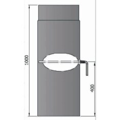 Rauchrohr Ø130 x 1000 x 2 mm mit Drosselklappe, Farbe schwarz