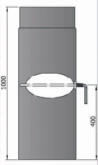 Rauchrohr Ø130 x 1000 x 2 mm mit Drosselklappe, Farbe schwarz