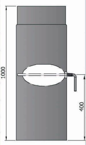 Rauchrohr Ø130 x 1000 x 2 mm mit Drosselklappe, Farbe schwarz