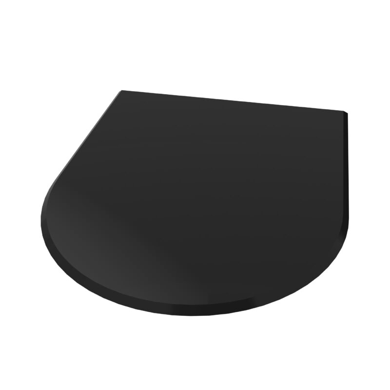 Valo Glasbodenplatte Rundbogen, 1000 x 1200 mm, Stärke 6 mm mit geschliffenen Kanten - Schwarz