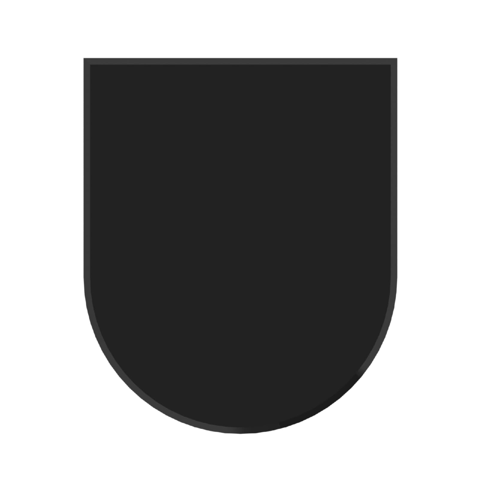 Valo Glasbodenplatte Rundbogen, 1000 x 1200 mm, Stärke 6 mm mit geschliffenen Kanten - Schwarz