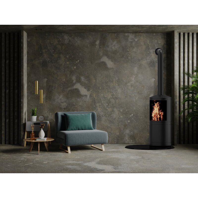 Valo Glasbodenplatte Tropfenform 1100 x 1100 mm, Stärke 6mm, Fase 20 mm mit geschliffenen Kanten - Schwarz