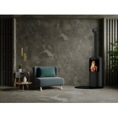 Valo Glasbodenplatte Tropfenform 1100 x 1100 mm, Stärke 6mm, Fase 20 mm mit geschliffenen Kanten - Schwarz