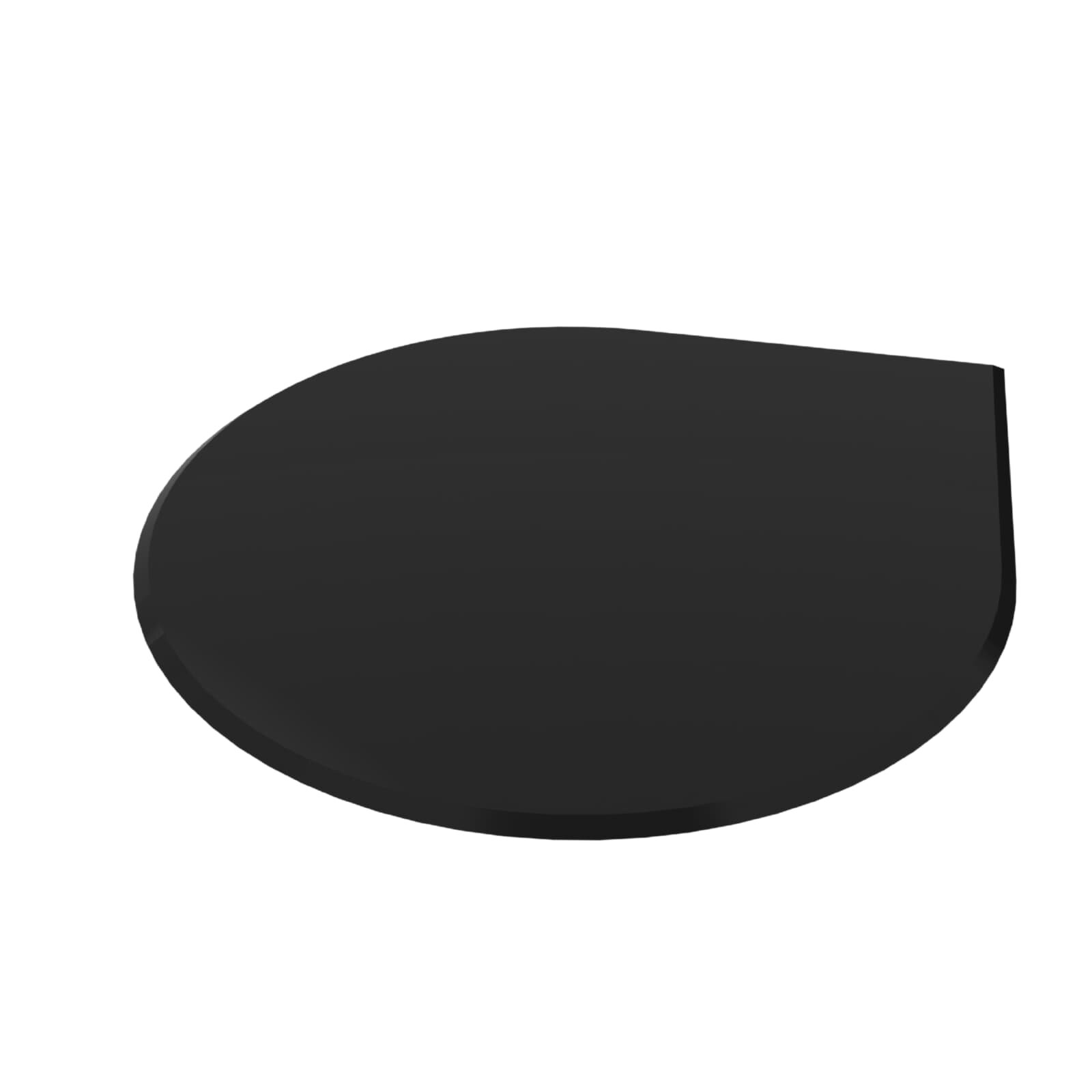 Valo Glasbodenplatte Tropfenform 1100 x 1100 mm, Stärke 6mm, Fase 20 mm mit geschliffenen Kanten - Schwarz