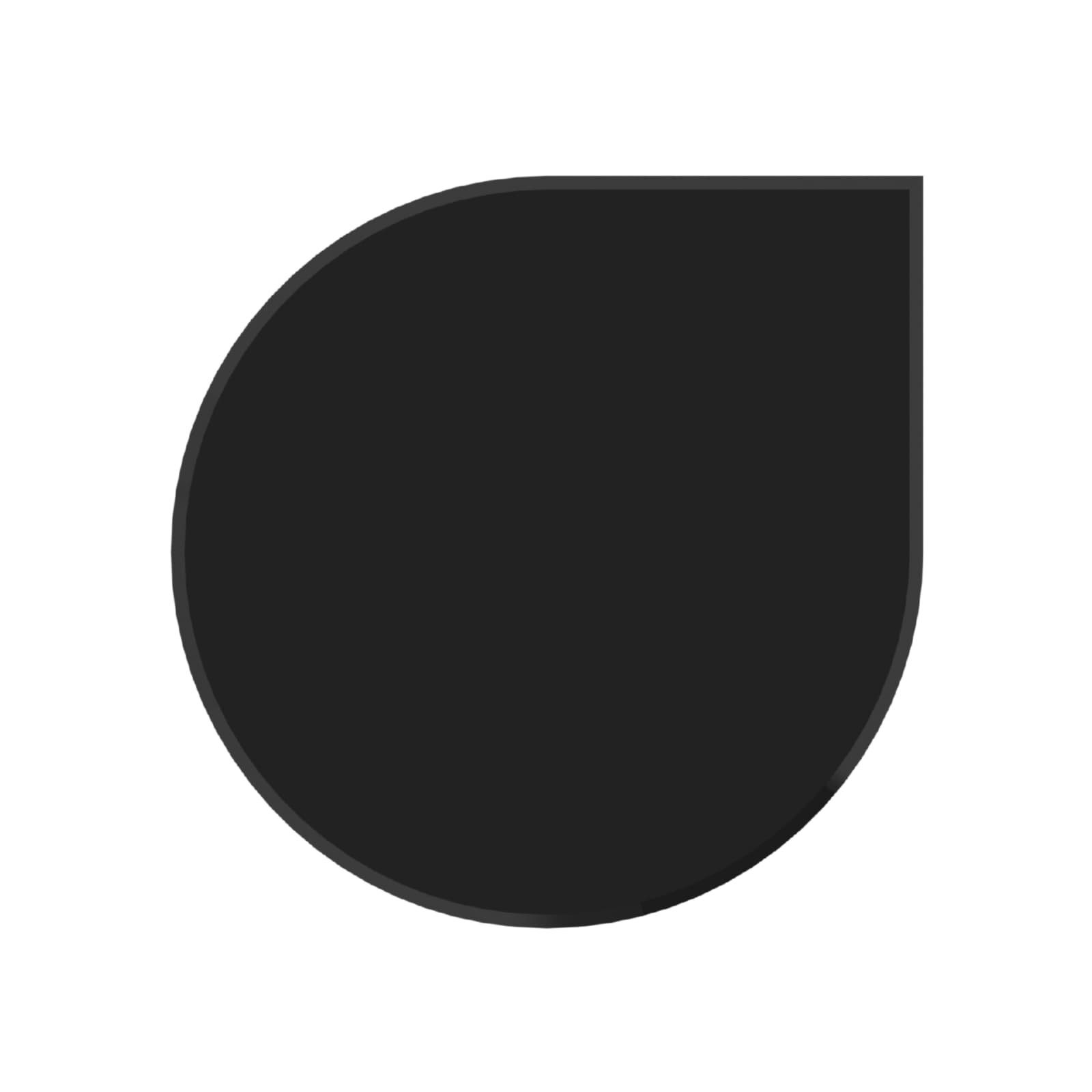 Valo Glasbodenplatte Tropfenform 1100 x 1100 mm, Stärke 6mm, Fase 20 mm mit geschliffenen Kanten - Schwarz