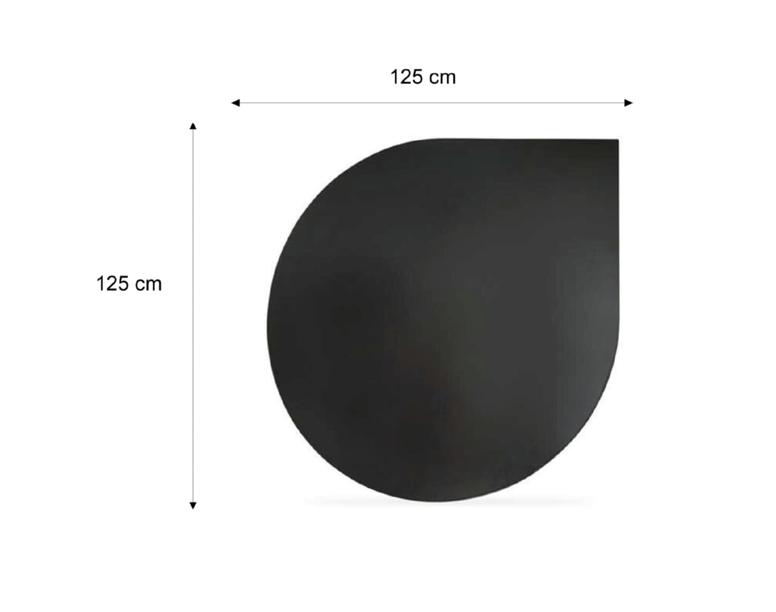 Valo Stahlbodenplatte Tropfenform 1250 x 1250 mm, Stärke 2mm, Schwarz pulverbeschichtet