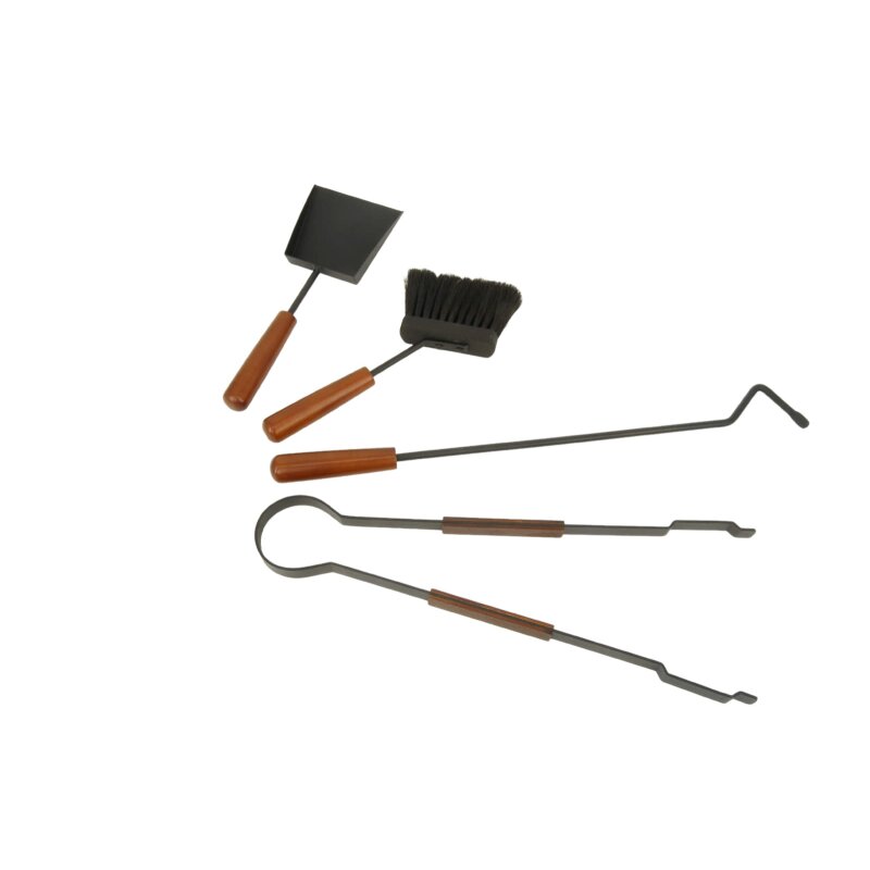 Valo INSPIRE Kaminbesteck Arvi, 4-teilig mit Holzdetails - schwarz