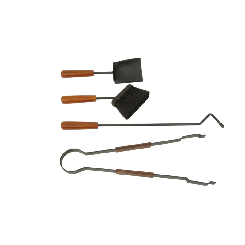 Valo INSPIRE Kaminbesteck Arvi, 4-teilig mit Holzdetails - schwarz