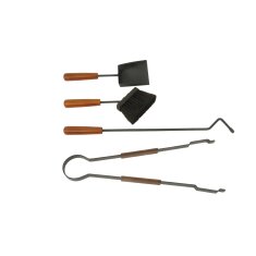 Valo INSPIRE Kaminbesteck Arvi, 4-teilig mit Holzdetails - schwarz