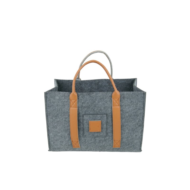 Valo INSPIRE Filztasche Niva, faltbar, vegane Lederhenkel - Dunkelgrau
