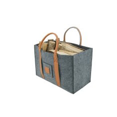 Valo INSPIRE Filztasche Niva, faltbar, vegane Lederhenkel - Dunkelgrau