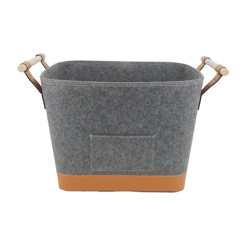 Valo INSPIRE Filzkorb Lysa, vegane Lederdetails - Dunkelgrau