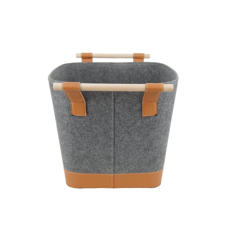 Valo INSPIRE Filzkorb Lysa, vegane Lederdetails - Dunkelgrau